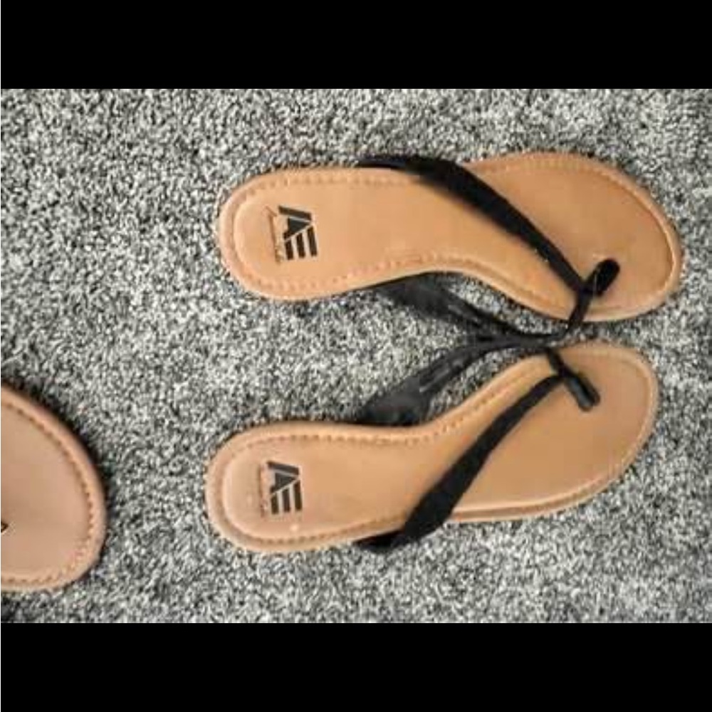 AE Tan Flip Flops with Black Straps